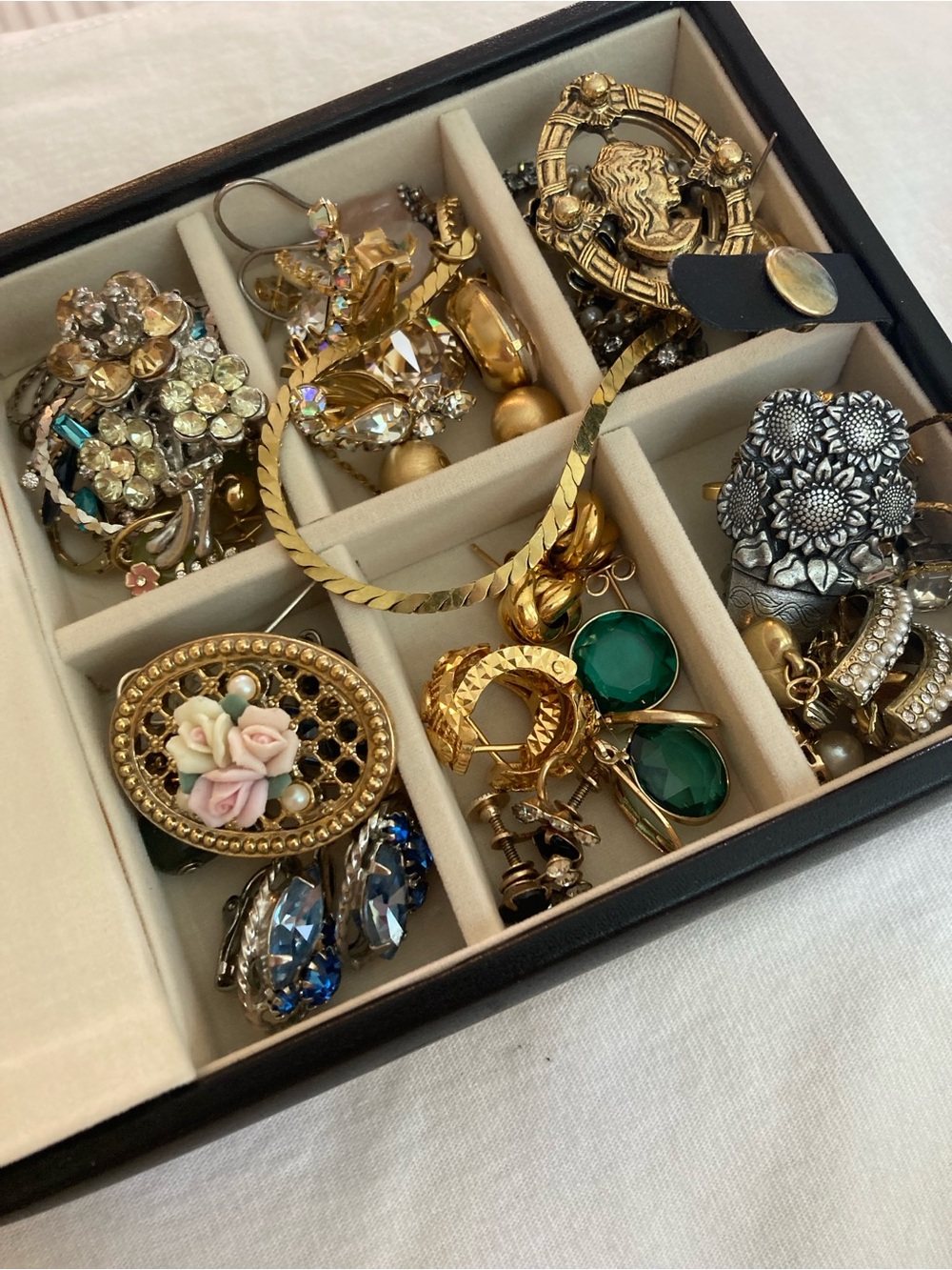 Mystery Jewelry Lot and Jewelry Box Earrings Bracelets Necklaces Ring